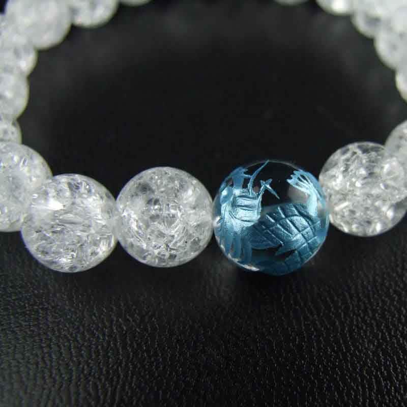運気上昇！ブルー龍彫り12mm&&クラック水晶｜白崎八幡宮