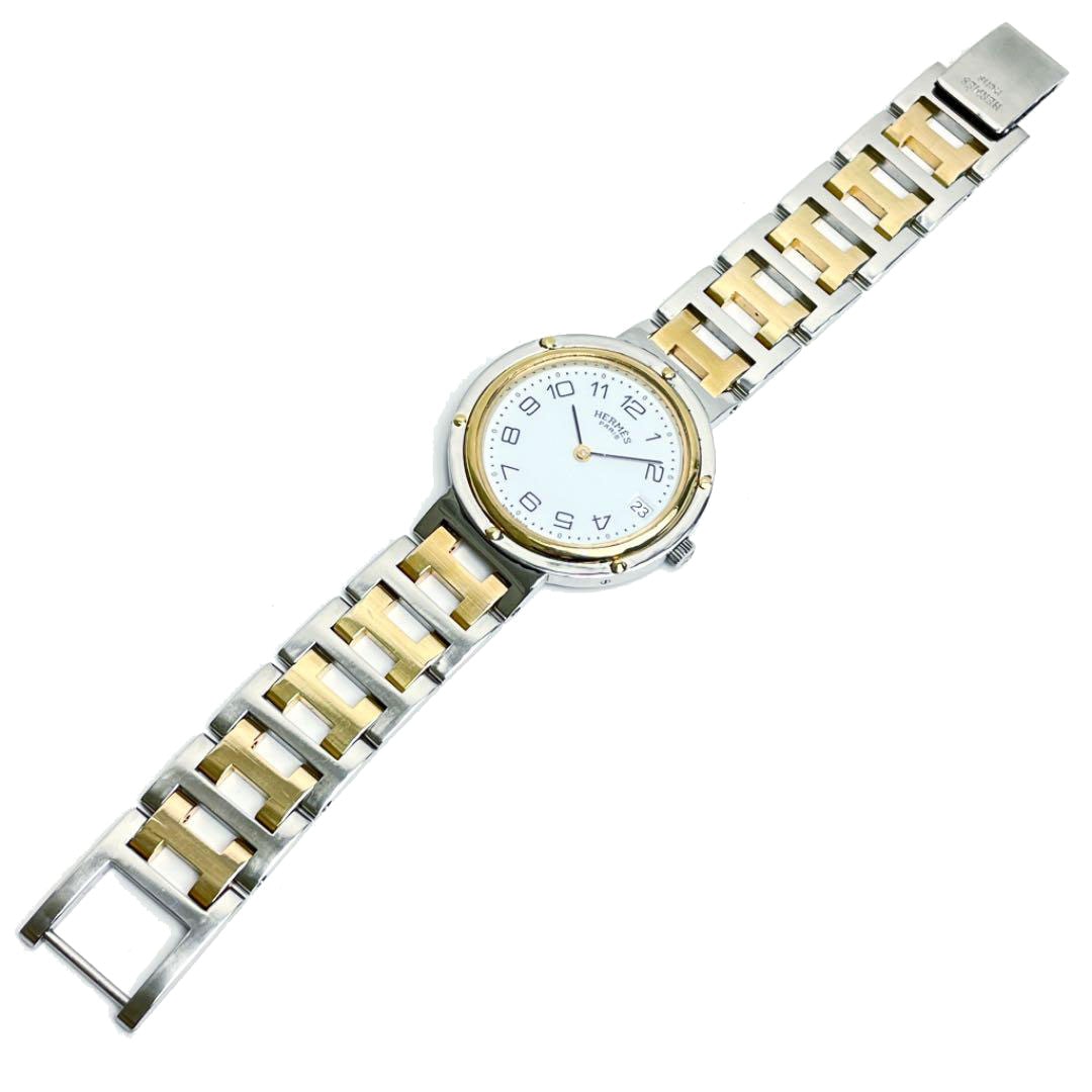 HERMES エルメス クリッパー メンズ 腕時計 コンビ GP SS ゴールド