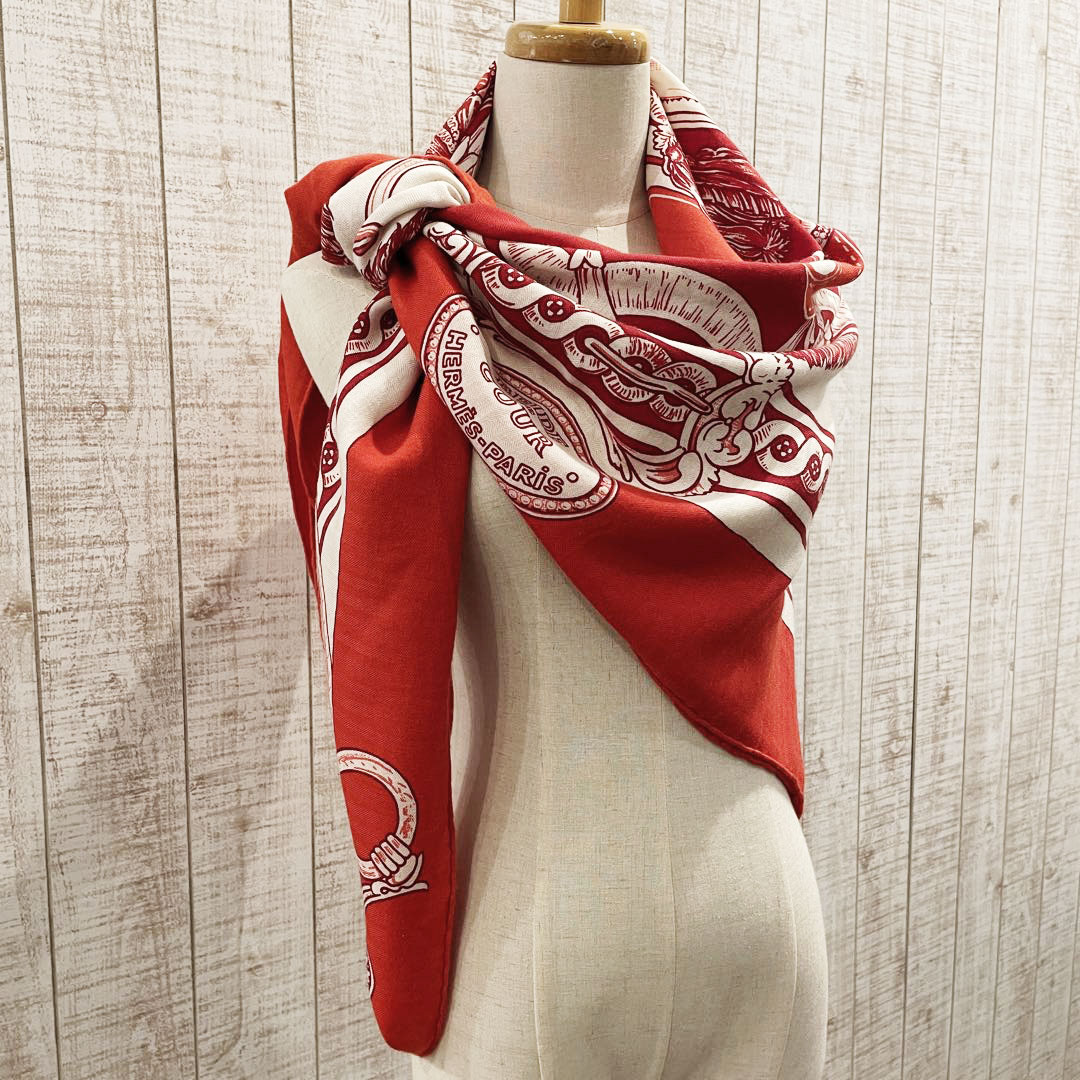 HERMES エルメス ショール ストール カレジェアン140 『BRIDE DE COUR