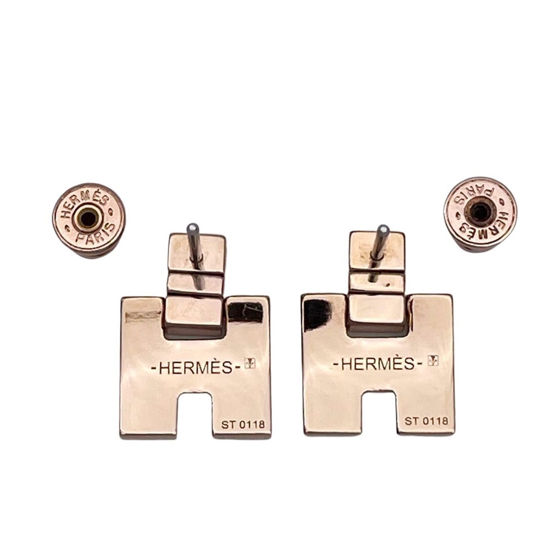 HERMES エルメス ピアス アイリーン メタル ラッカー ピンクゴールド