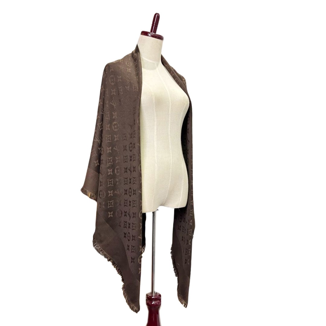 LOUIS VUITTON ルイヴィトン ショール・モノグラム シルク/ウール