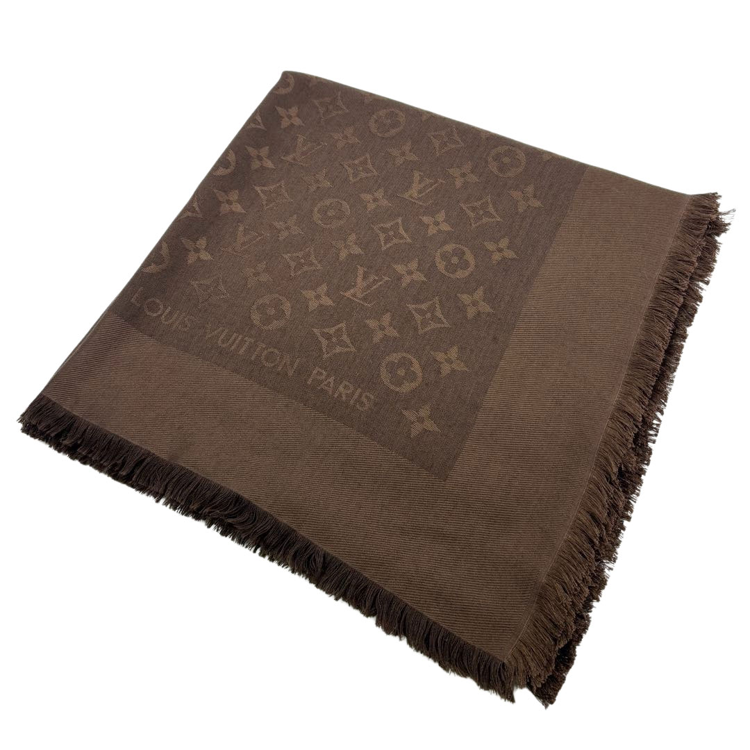 LOUIS VUITTON ルイヴィトン ショール・モノグラム シルク/ウール