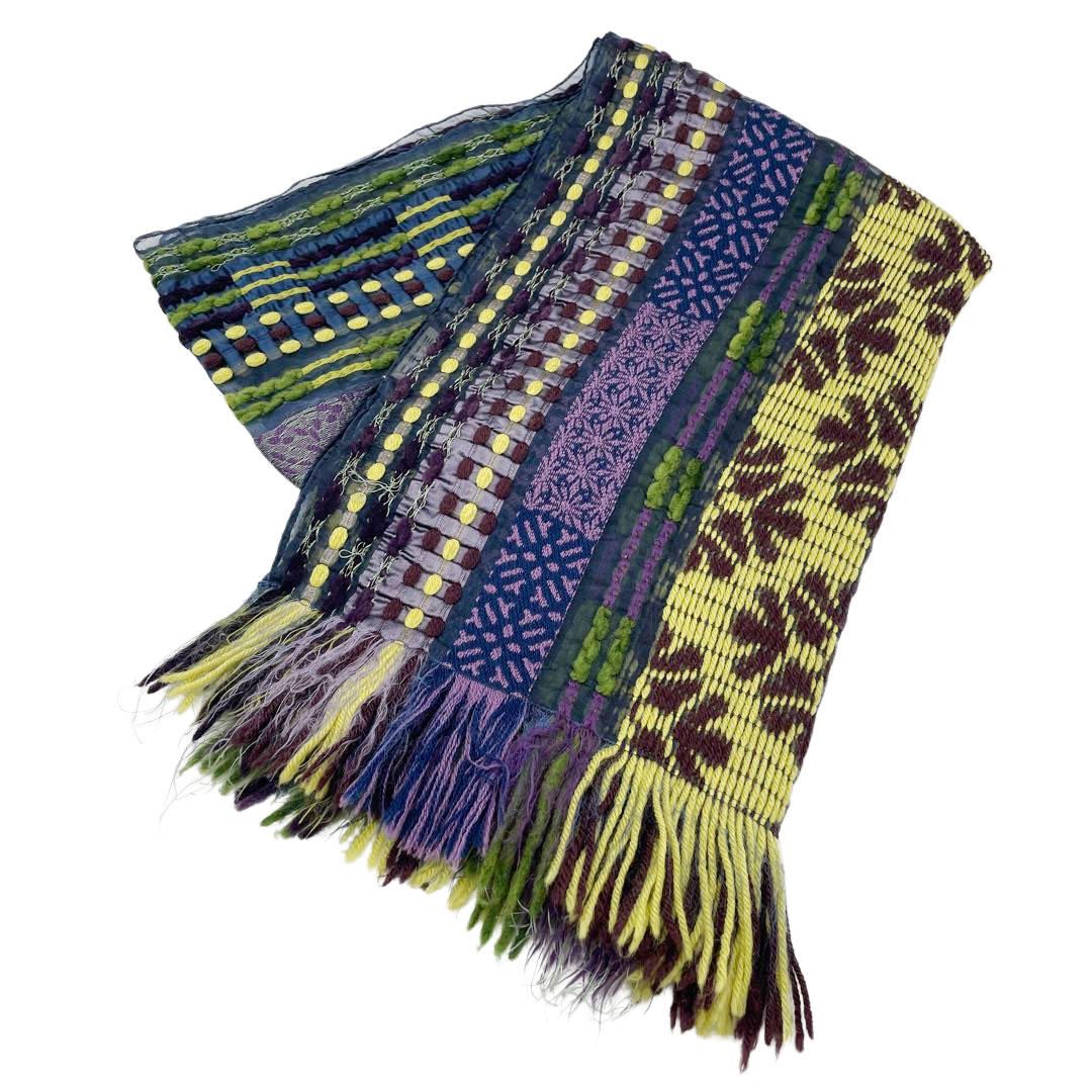 ETRO エトロ ストール ウール混 パープル イエロー グリーン | 小物