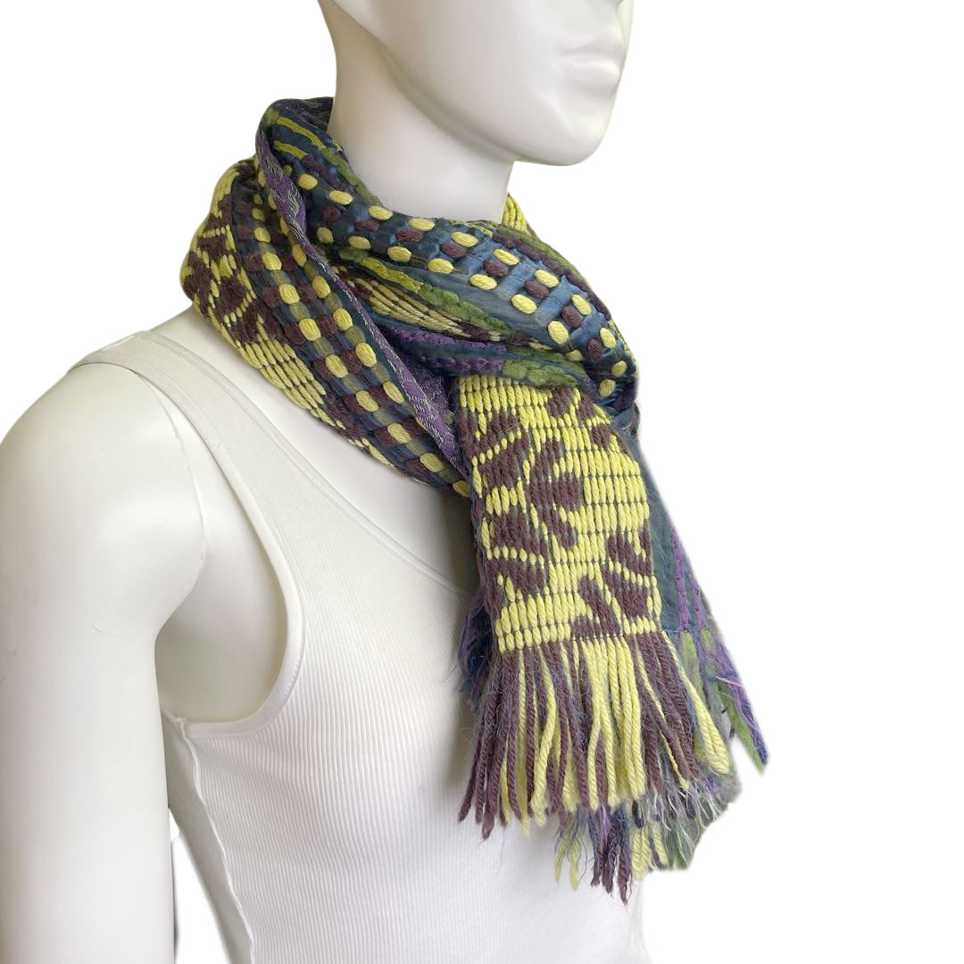 ETRO エトロ ストール ウール混 パープル イエロー グリーン | 小物