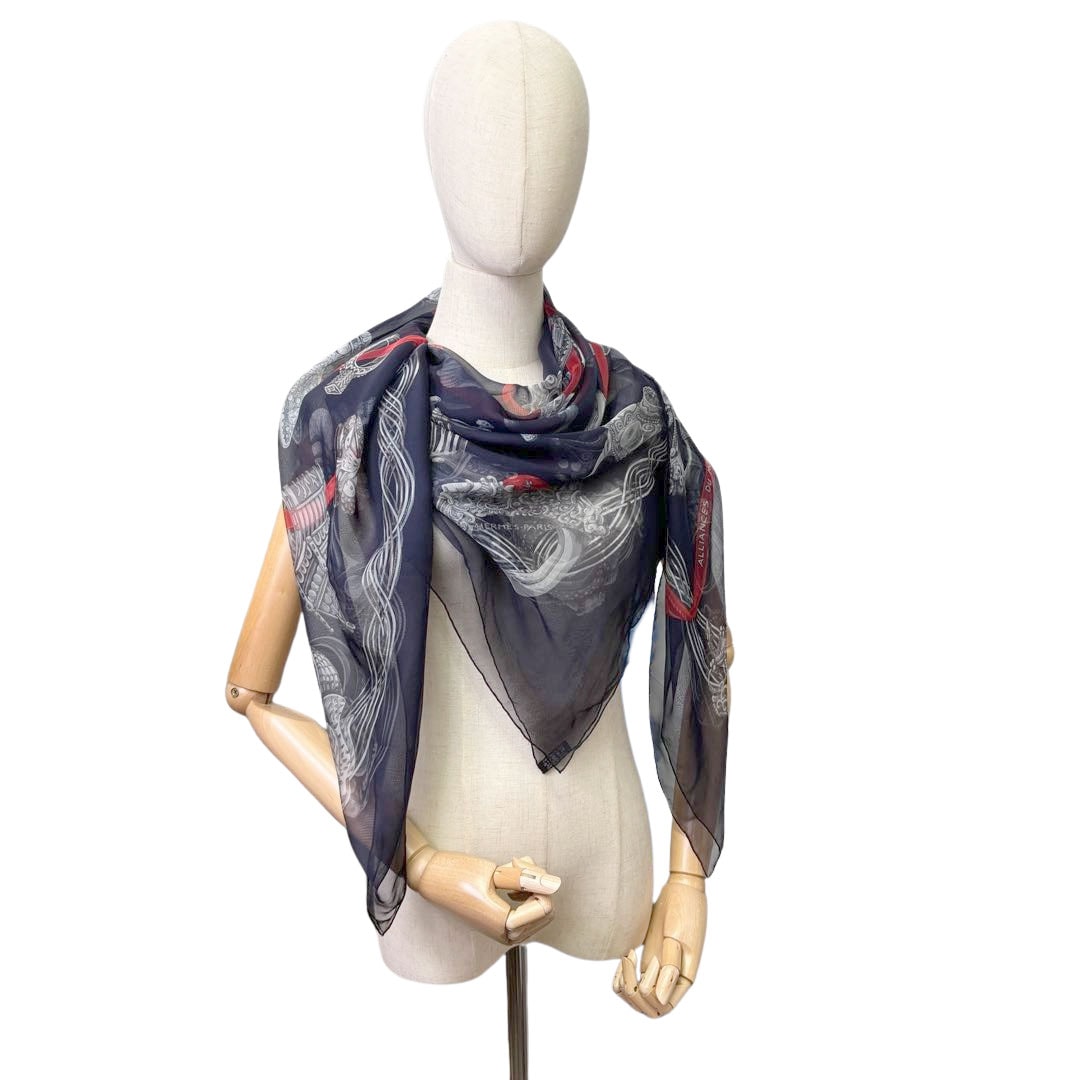 HERMES エルメス シフォンスカーフ カレジェアン シルクモスリン カレ