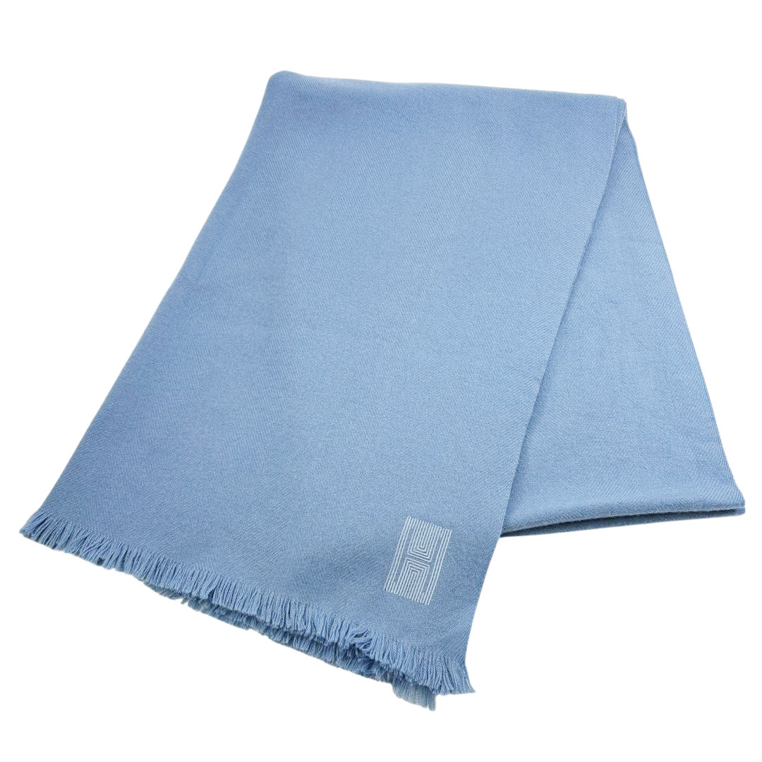 HERMES エルメス ショール ストール マフラー Hロゴ刺繍 カシミヤ100