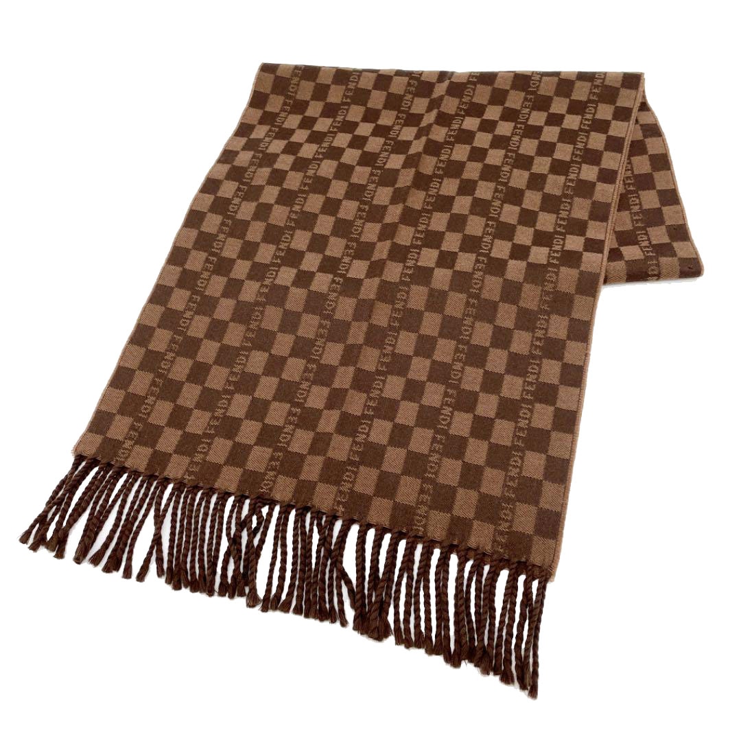 FENDI フェンディ マフラー 市松模様柄 ウール ブラウン系 | ブランド