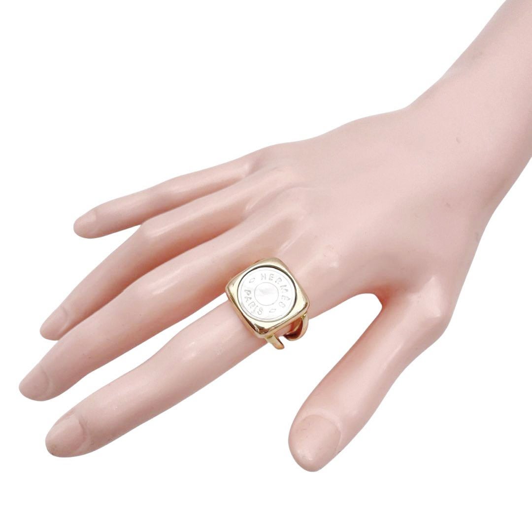 HERMES エルメス リング 指輪 コロゾ セリエ シェル GP ピンクゴールド