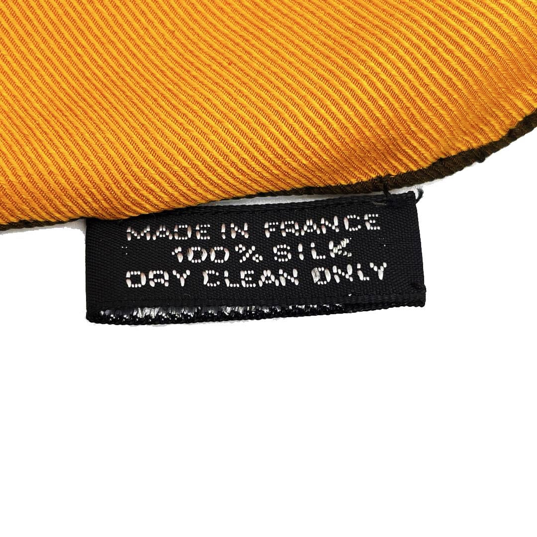 HERMES エルメス ひし形スカーフ ロザンジュ シルク オレンジ ブラウン
