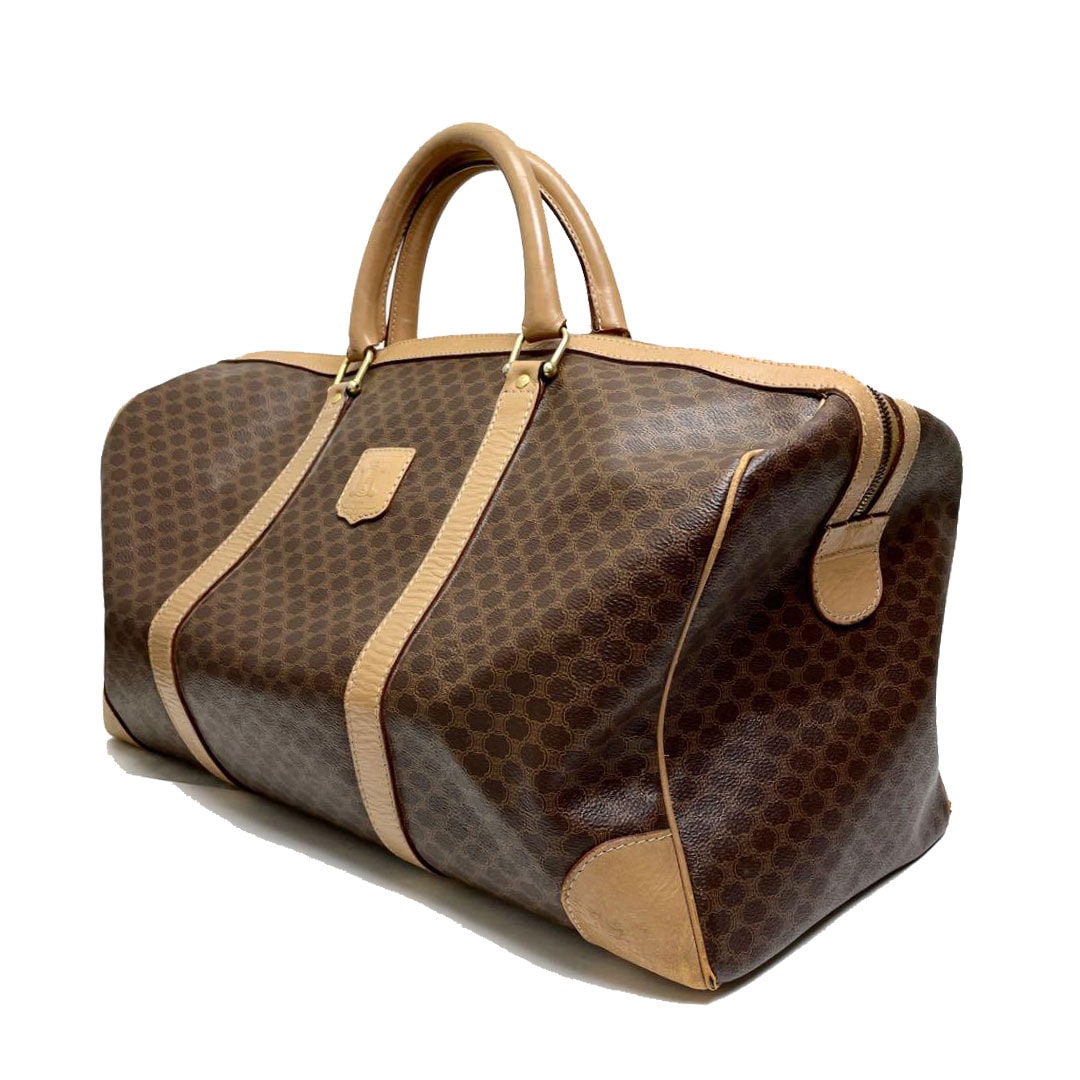 CELINE セリーヌ マカダム柄 ボストンバッグ PVC レザー ブラウン M14