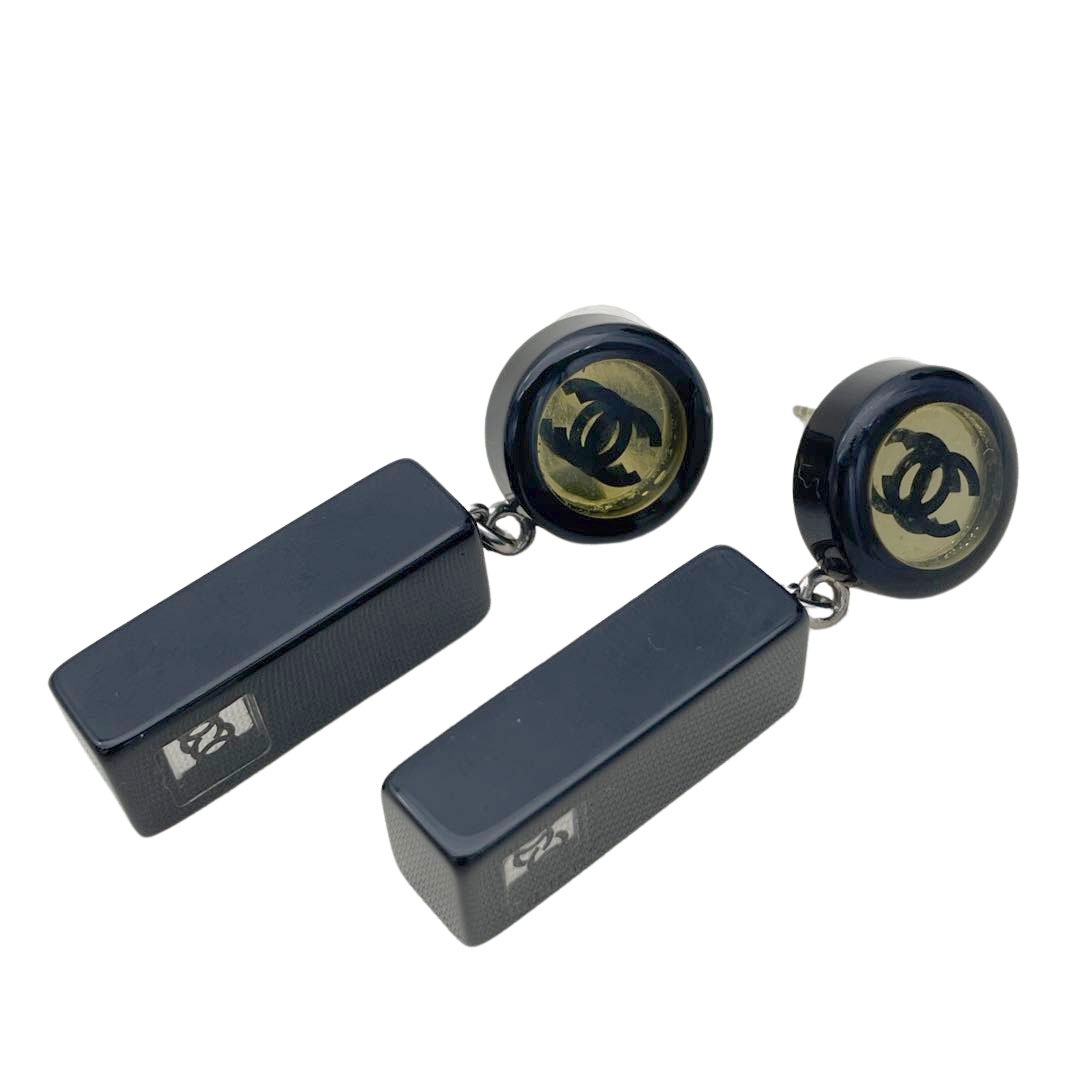 CHANEL シャネル ピアス ココマーク ミラー ブラック ゴールド