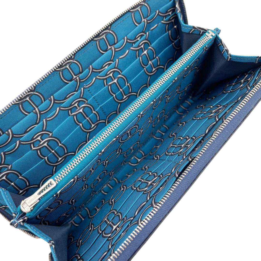 HERMES エルメス ラウンドファスナー 長財布 アザップ シルクイン