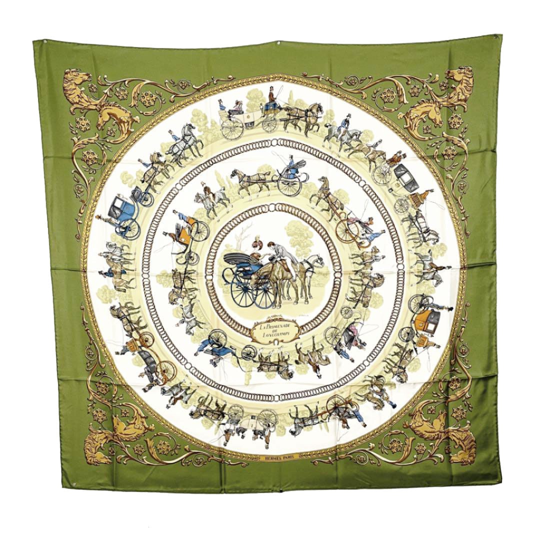 HERMES エルメス スカーフ カレ90 『LA PROMENADE DE LONGCHAMPS