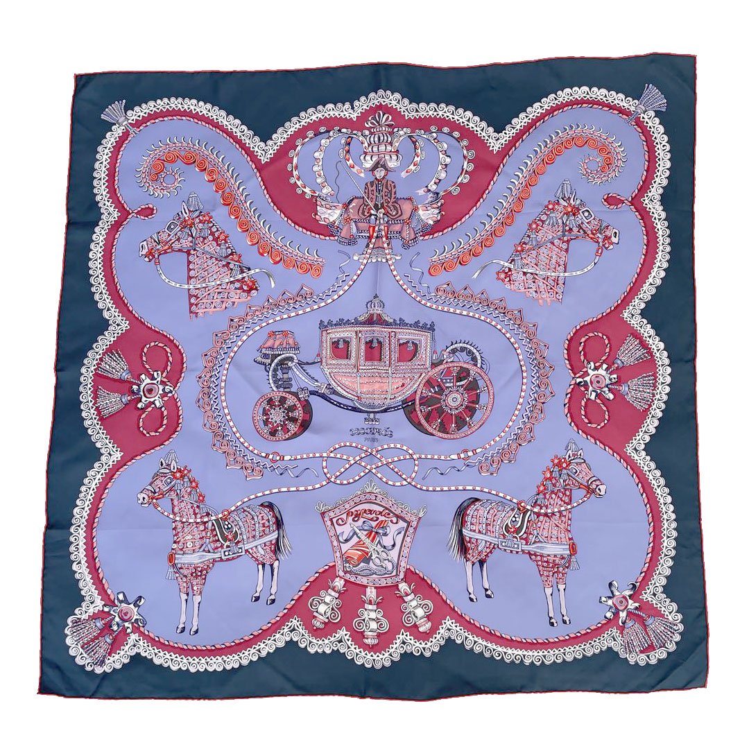 HERMES エルメス スカーフ カレ90 「PAPEROLES(馬車と貴族)」 シルク