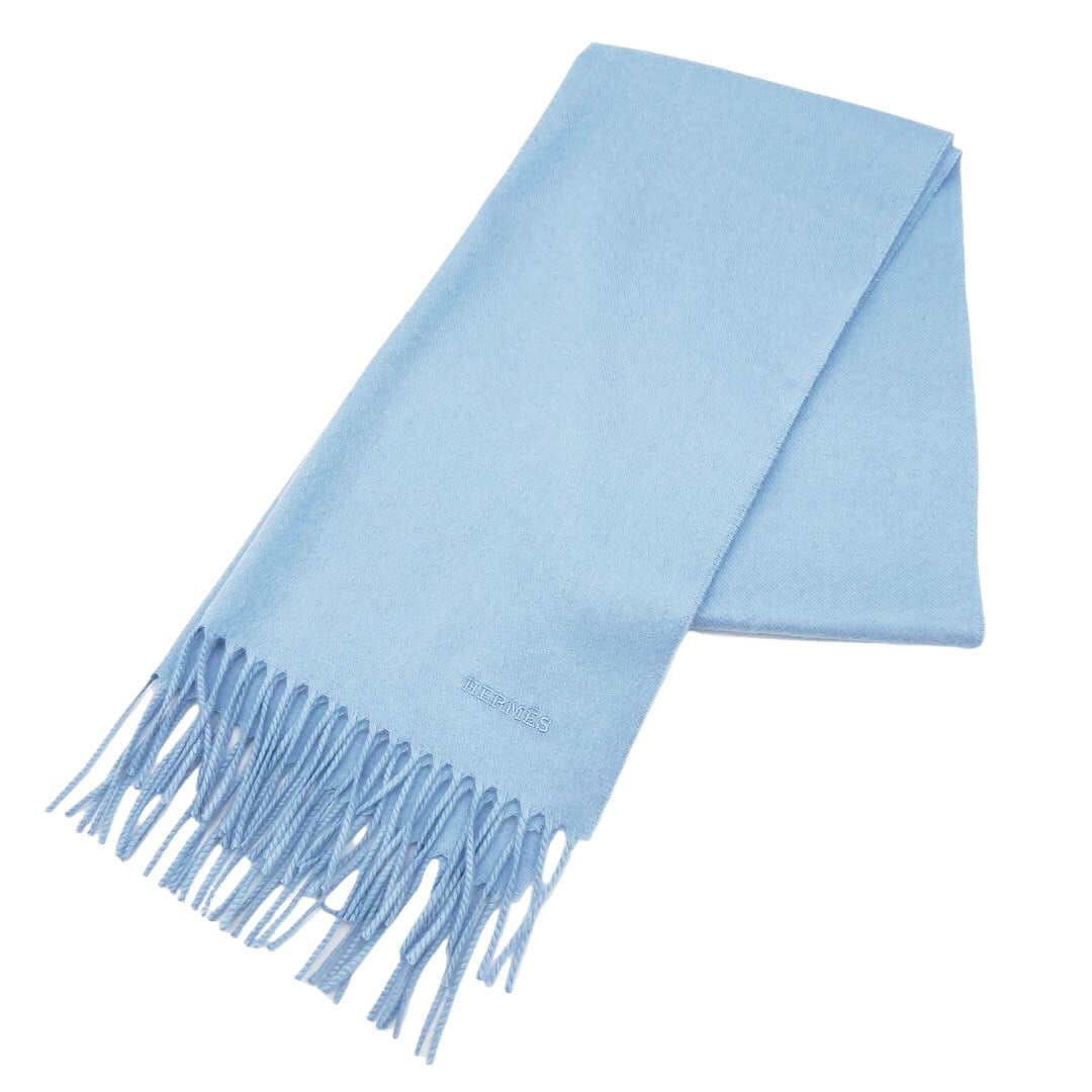 HERMES エルメス マフラー レクトヴェルソ ロゴ刺繍 カシミヤ100