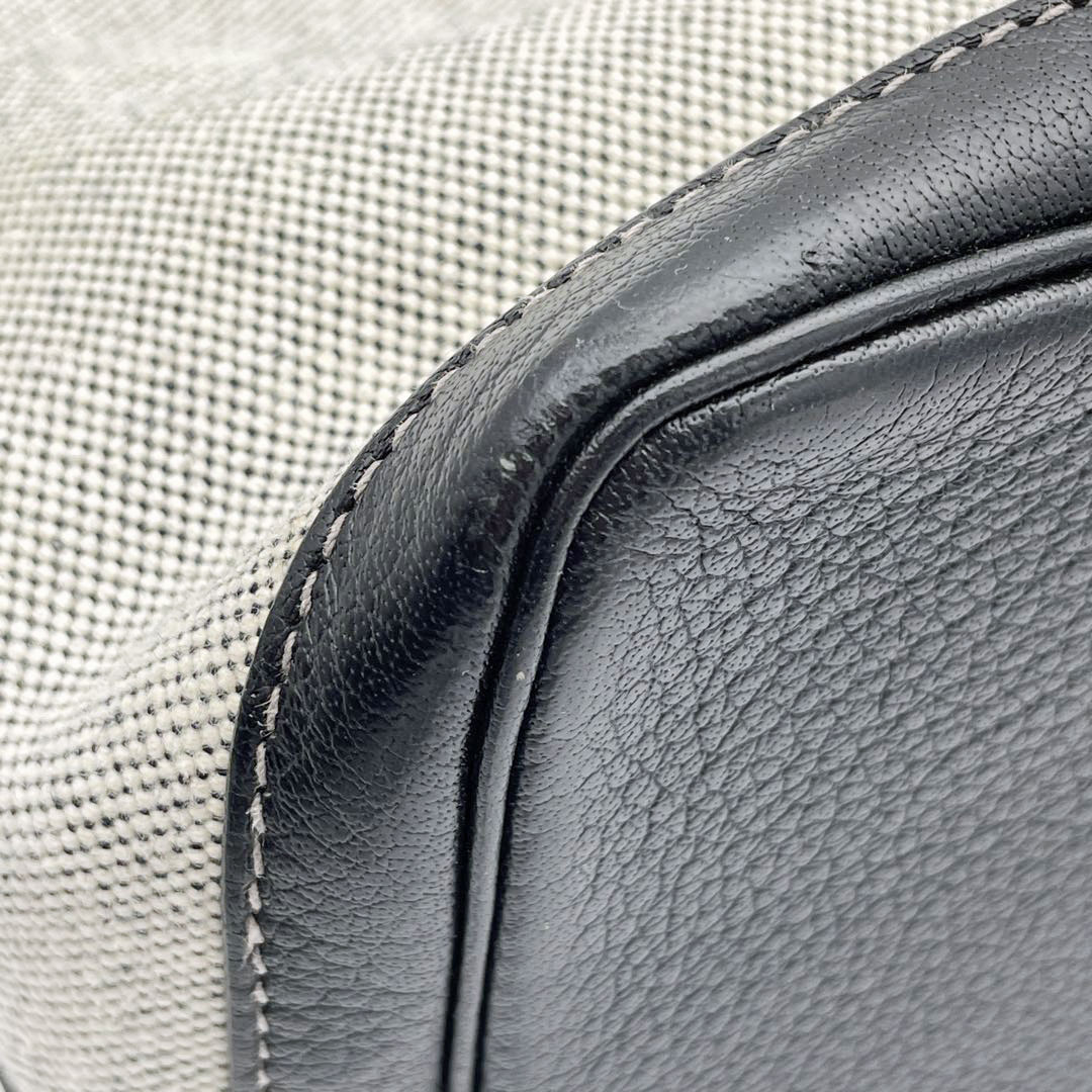 HERMES エルメス ガーデンパーティPM トワルアッシュ/レザー グレー