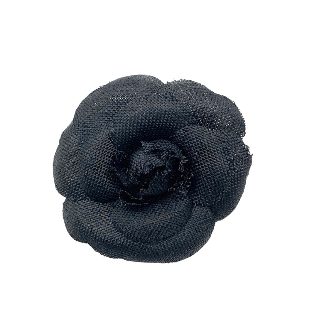 CHANEL シャネル コサージュ カメリア フラワー キャンバス ブラック