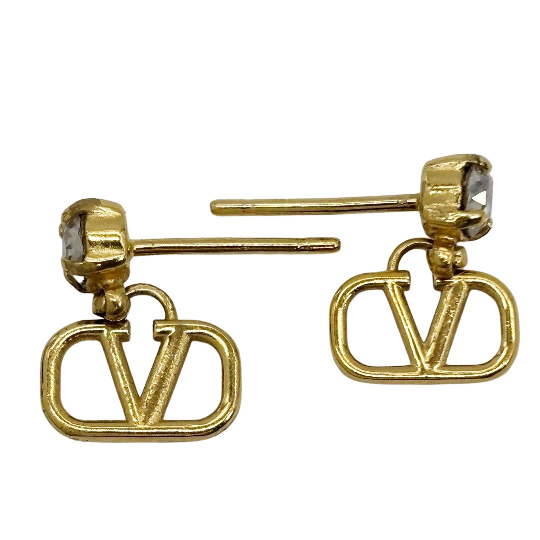 VALENTINO ヴァレンティノ Vロゴ シグネチャー ピアス ラインストーン