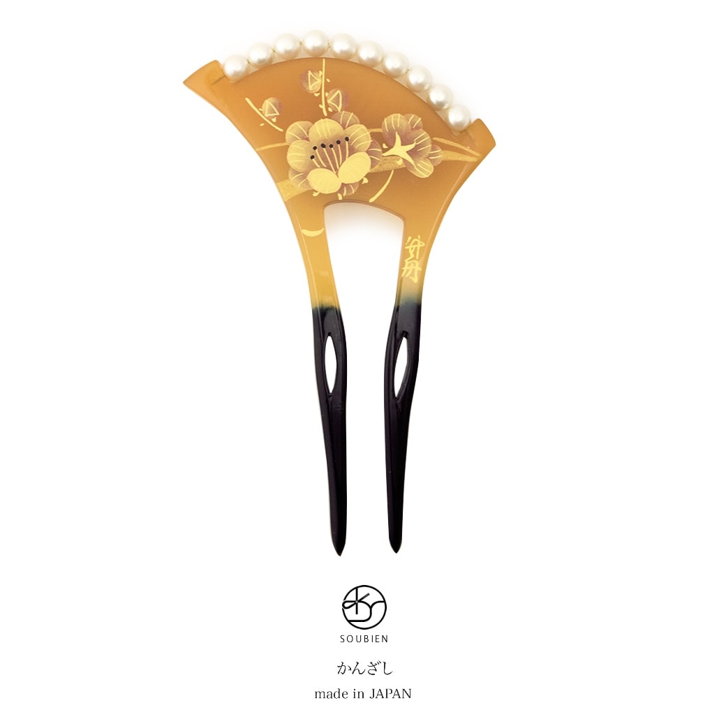 バチ型簪 べっ甲色 髪飾り かんざし| きもの館 創美苑