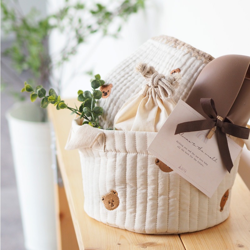 くま柄6重ガーゼブランケットギフトセット 【スマイルディズ by arte】