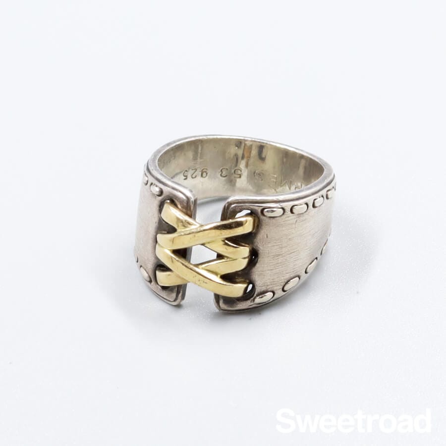 エルメス メキシコリング コルセット 925SV・18KYG 53サイズ 13号 w