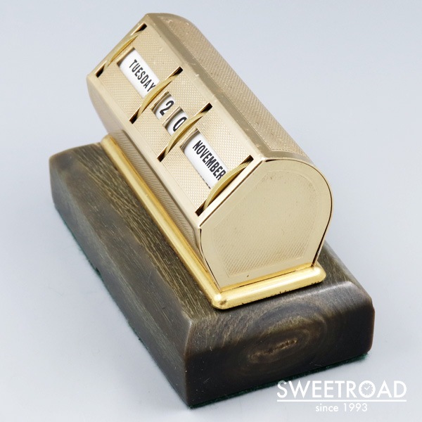 ダイヤル式デスクカレンダー 木製台座付き イギリス製 ヴィンテージ