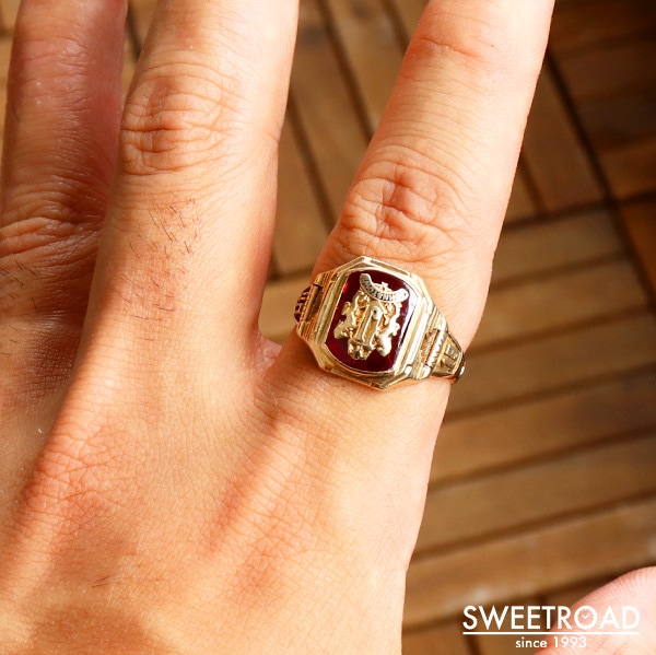 美品College Ring カレッジリング 10金無垢 10KYG 24.5号 1940年製