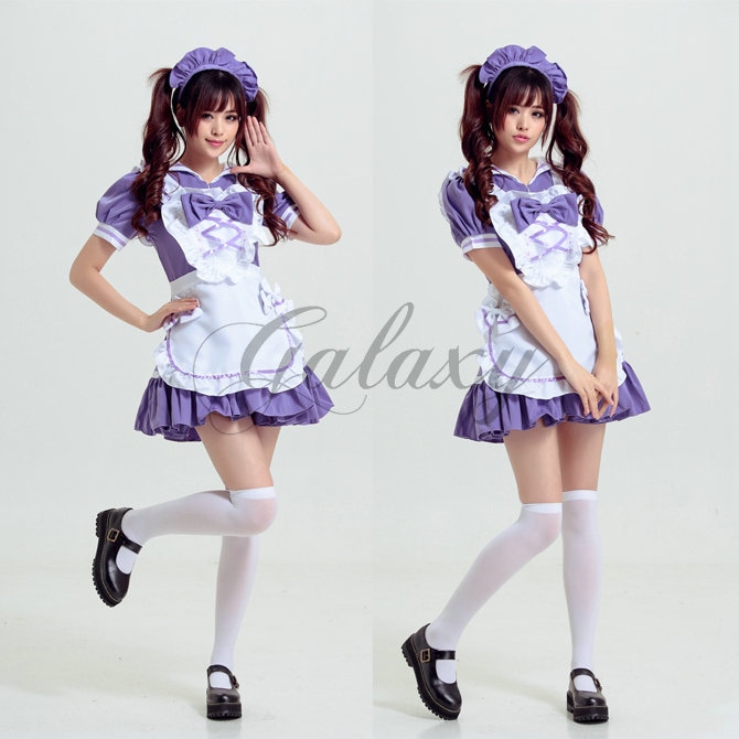 メイド メイド服 コスプレ 仮装 衣装 パープル 新品 かわいい ps2187