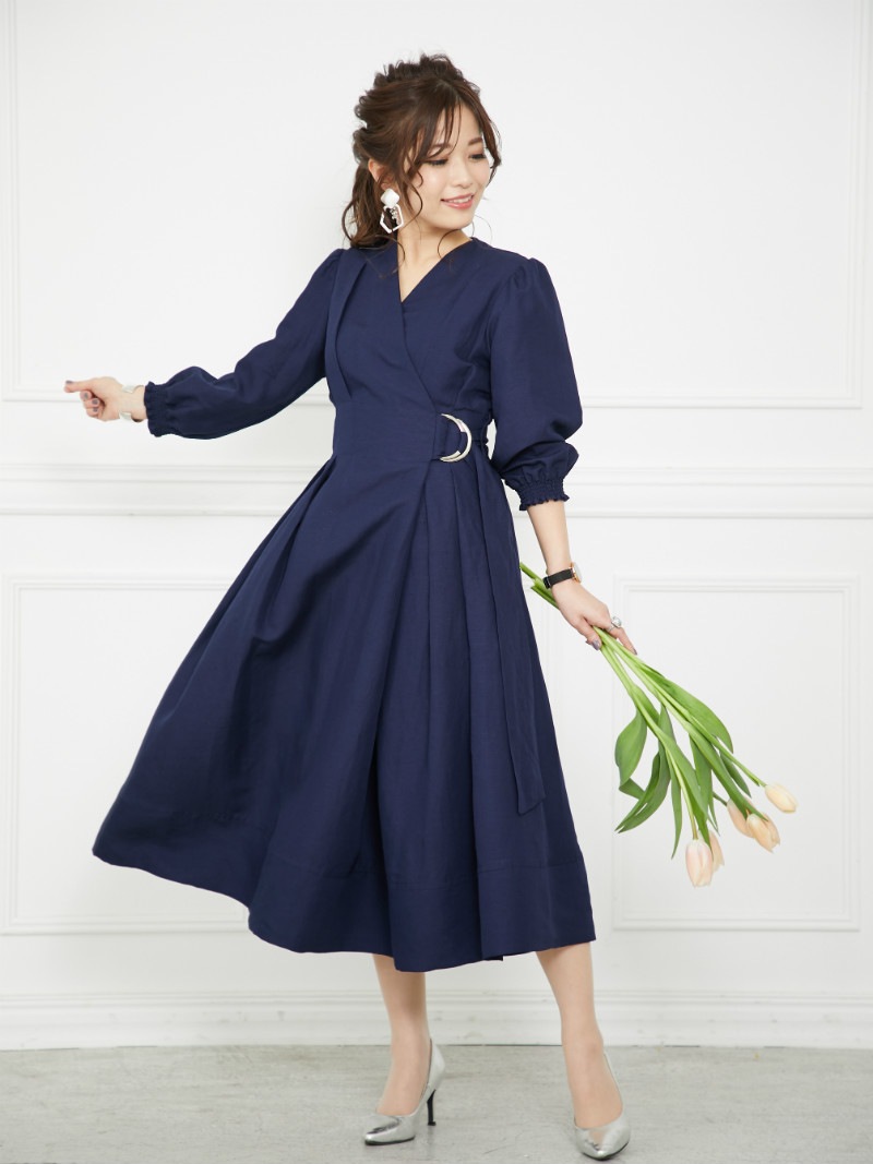 カシュクールワンピース｜designed with mana | ワンピース,七分袖