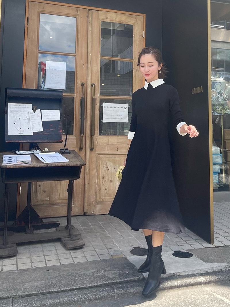 襟付きニットワンピース｜designed with Saaya Mizuno