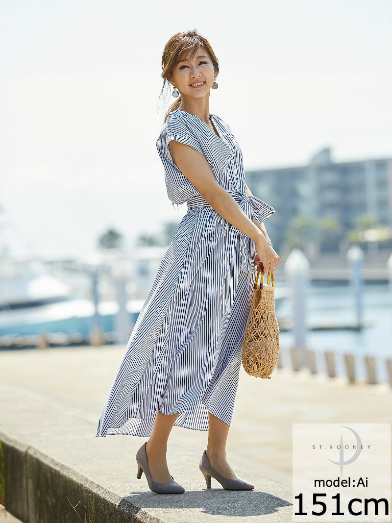 小柄エレガンス ストライプシャツワンピース【完売】 | ワンピース