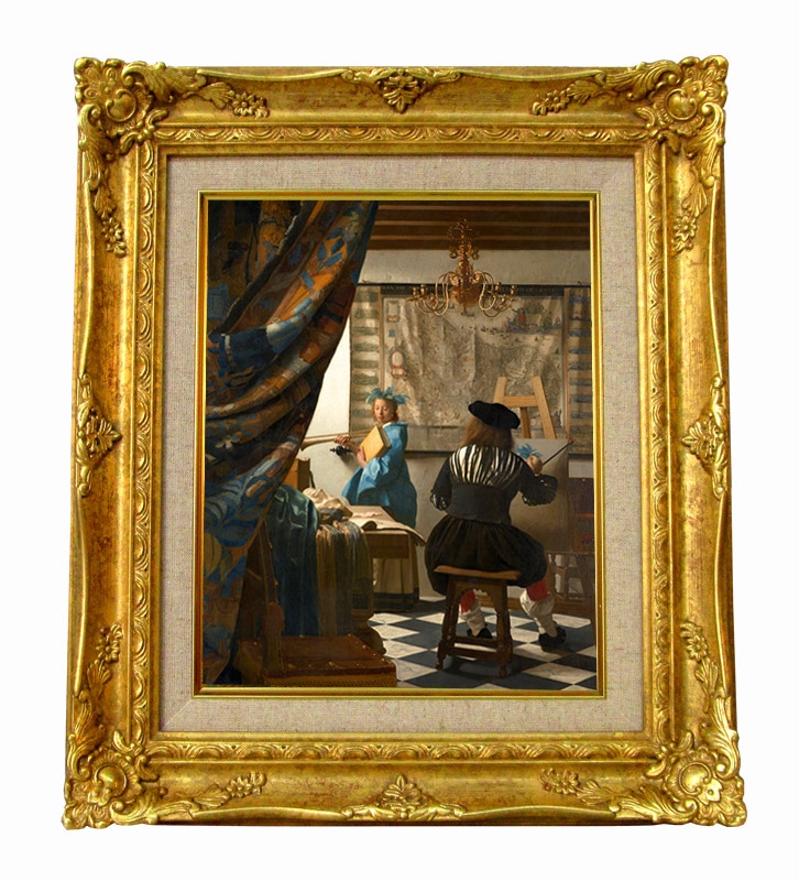 フェルメール 絵画芸術 ジクレーキャンバス複製画 額装品