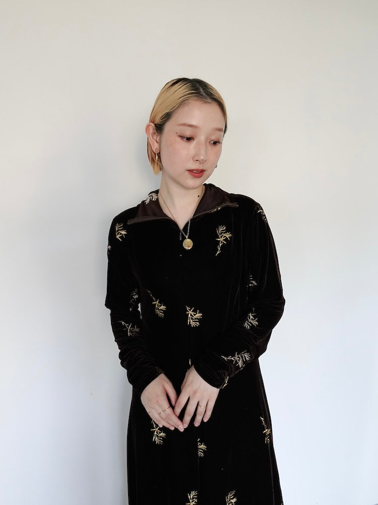 2way Velvet Embroidery Dress｜ベロアオケージョンワンピース – MARTE