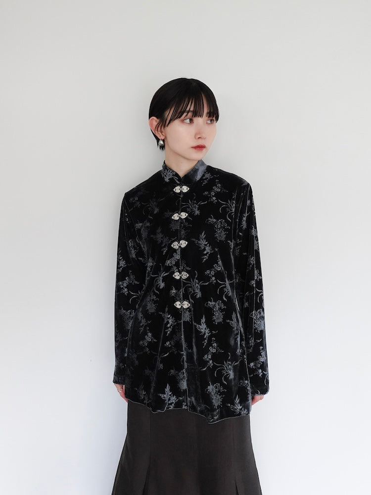Velour China Hook Shirt｜チャイナボタンのベロアシャツ – MARTE