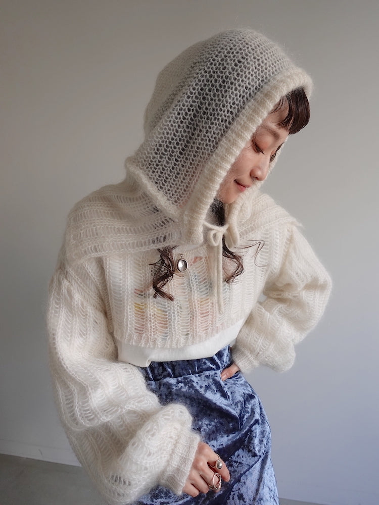 Kid Mohair Knit Hoodie｜フードマフラー – MARTE