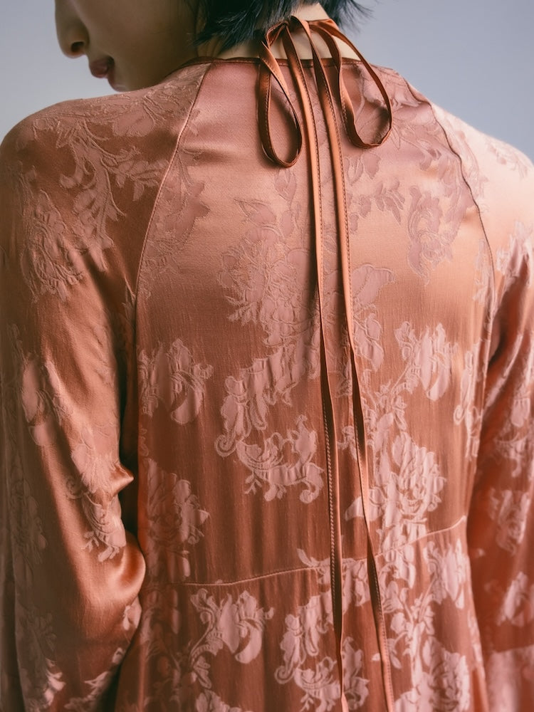 Flower Jacquard Piping Dress – MARTE