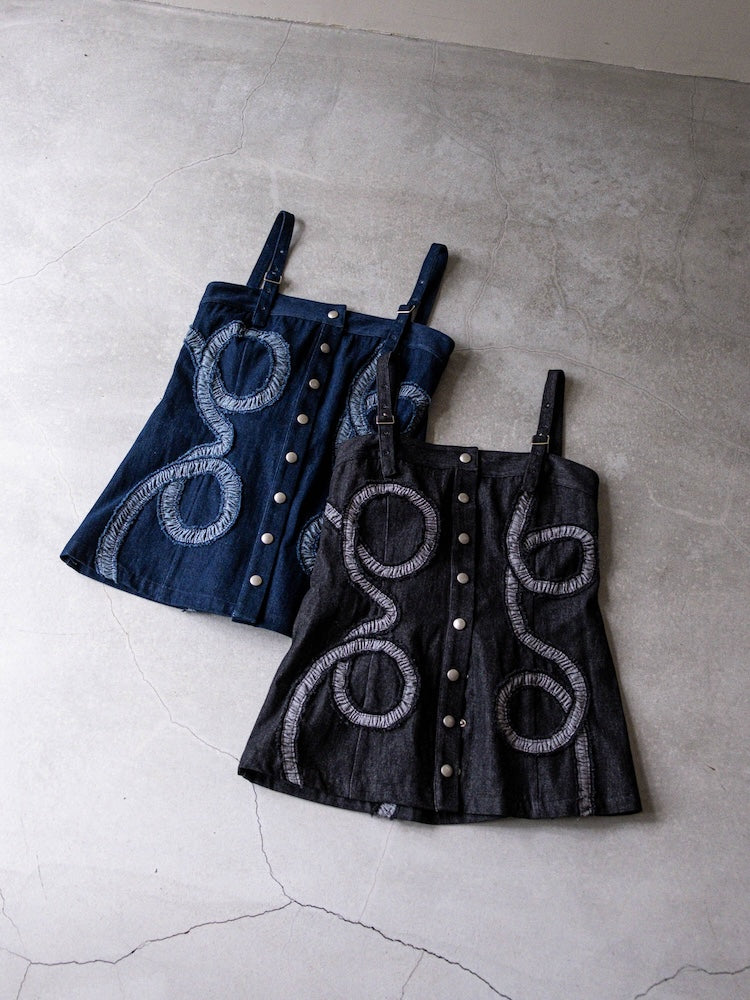Gathering Tape Denim Bustier｜調節可能なデニムビスチェ – MARTE