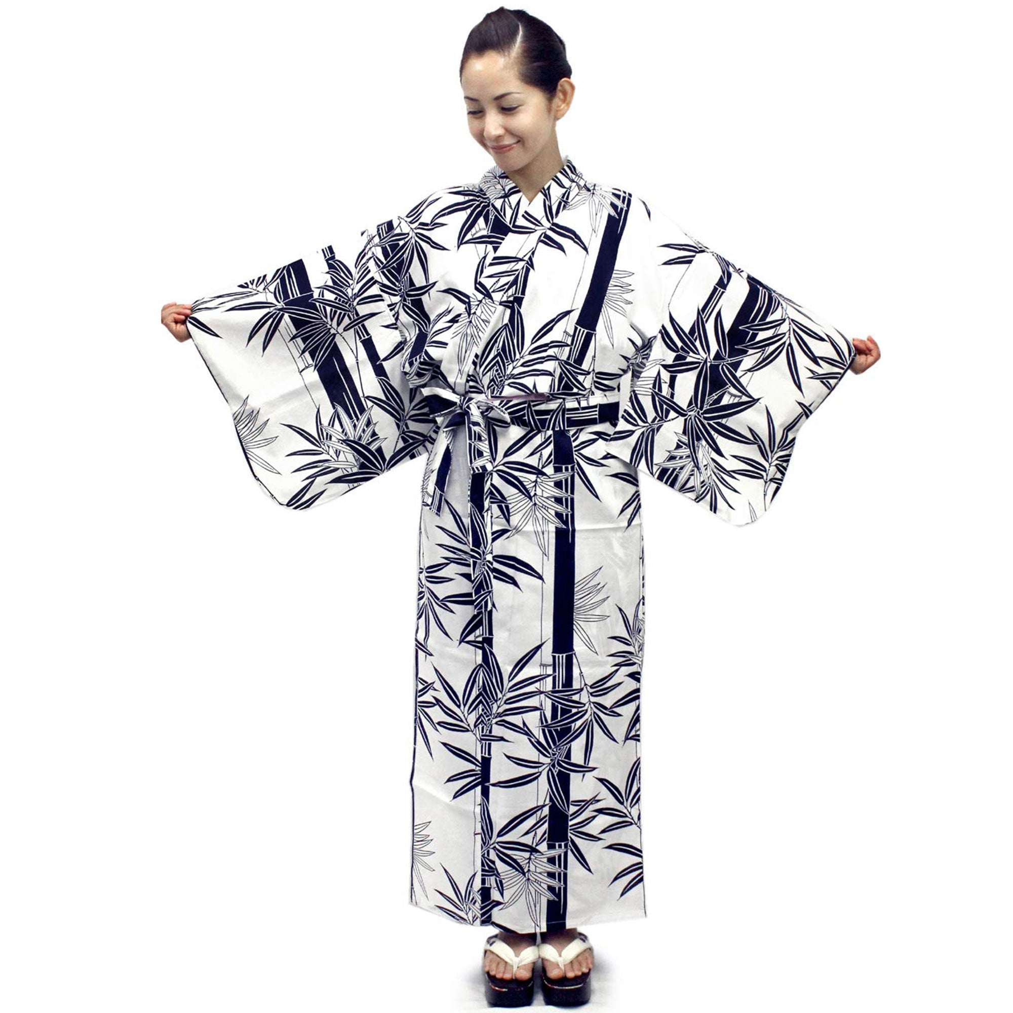 Women's Easy Yukata Bamboo White – Kyoto Maruhisa USA