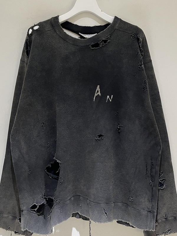 ANCELLM（アンセルム） Crash Uneven Over Sweat Shirt（クラッシュ