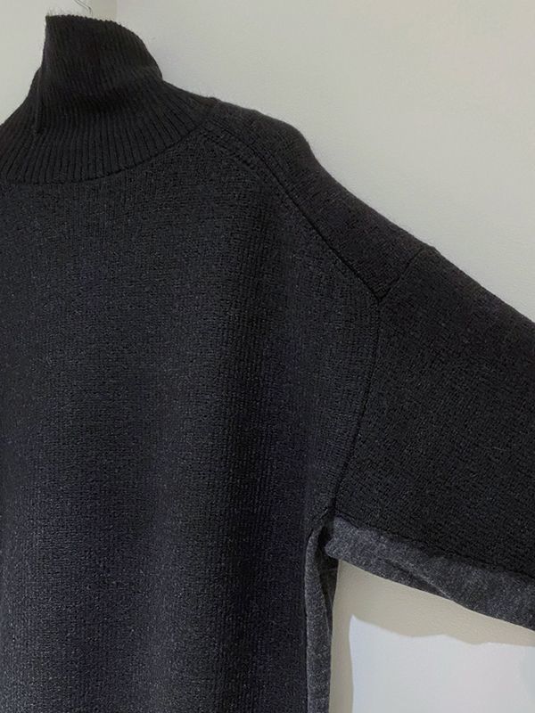 YOKE（ヨーク） コネクティングハイネックニット ブラック - margin