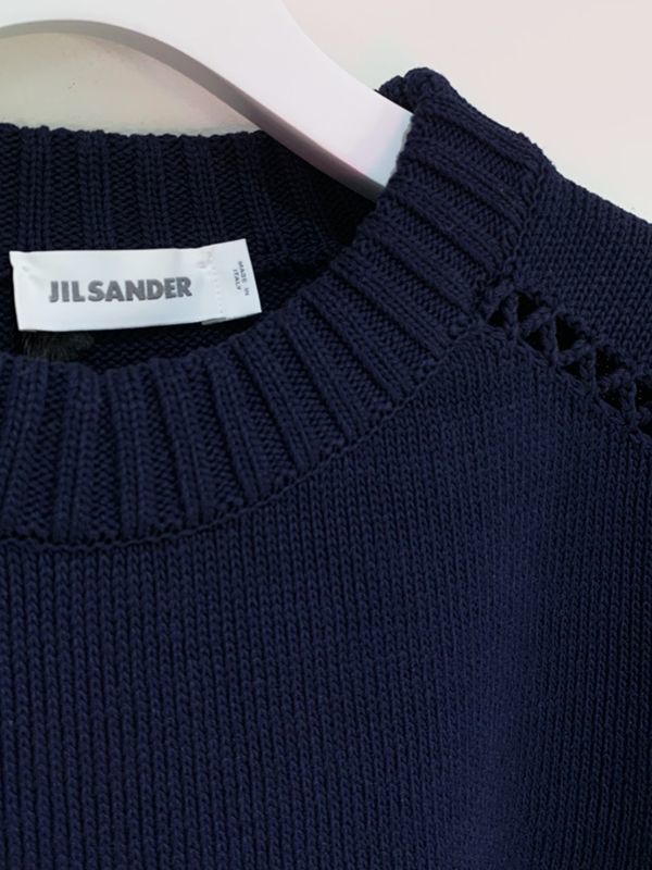 JIL SANDER（ジルサンダー） クルーネック コットンニット ネイビー