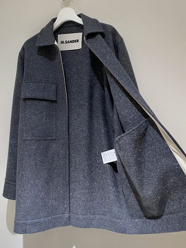 JIL SANDER（ジルサンダー） ジップアップ ウールハーフコート ブルー