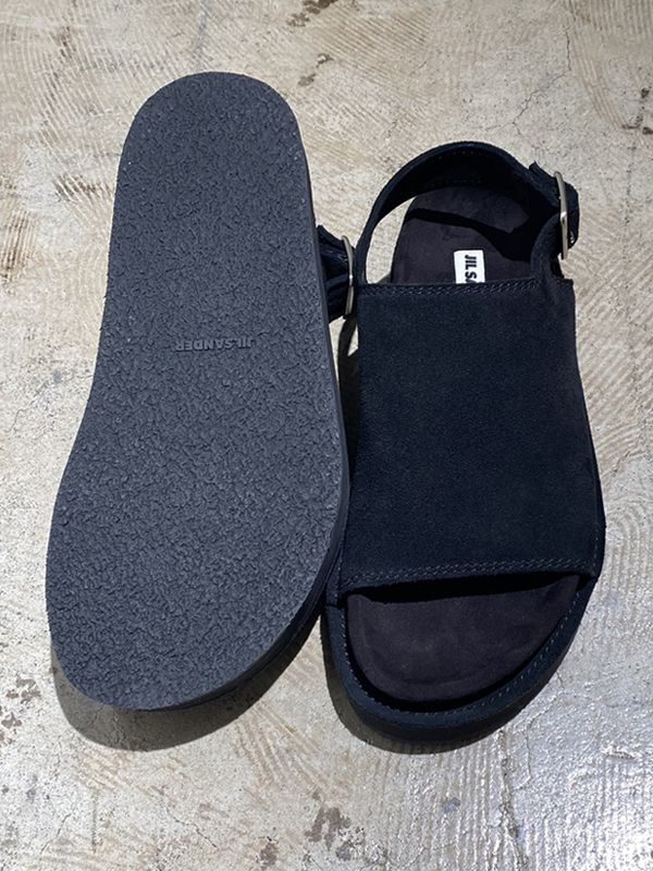 JIL SANDER（ジルサンダー） スウェードレザーサンダル ブラック - margin