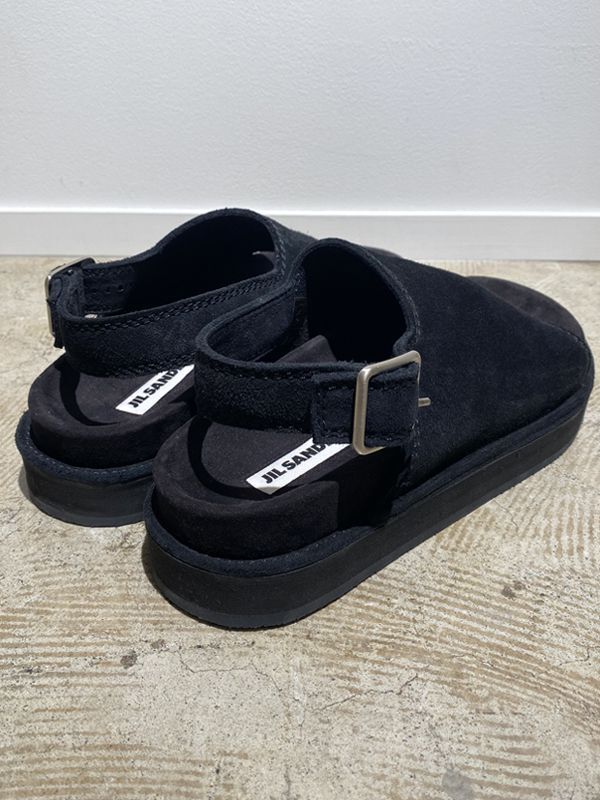 JIL SANDER（ジルサンダー） スウェードレザーサンダル ブラック - margin