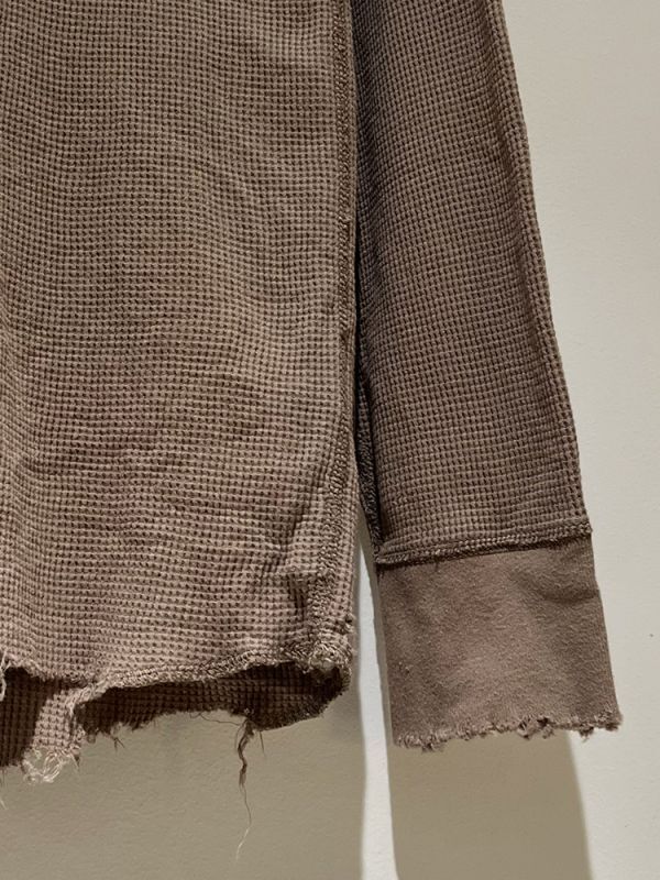 ANCELLM（アンセルム） ダメージワッフル クルーネックロングスリーブT