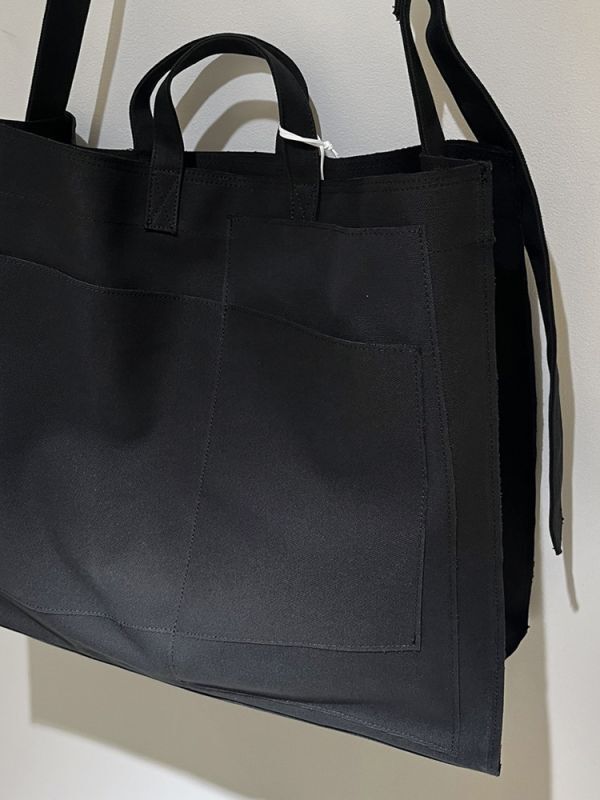 YOKE（ヨーク） カット＆レイヤード キャンバストートバッグ ブラック