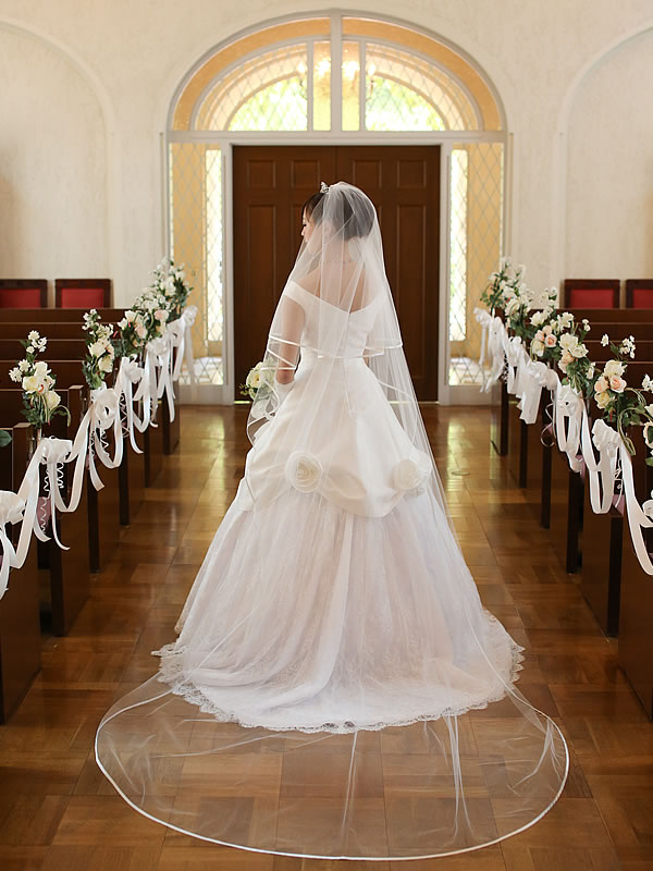 ウェディングベール ロング丈【サテンパイピング】（300cm