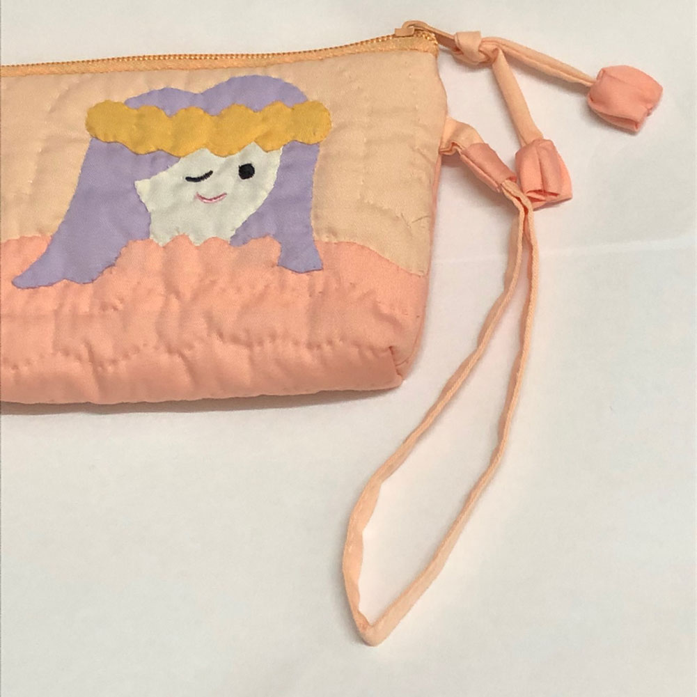 ハワイアンキルト フラガール 化粧ポーチ オレンジ 小物入れ