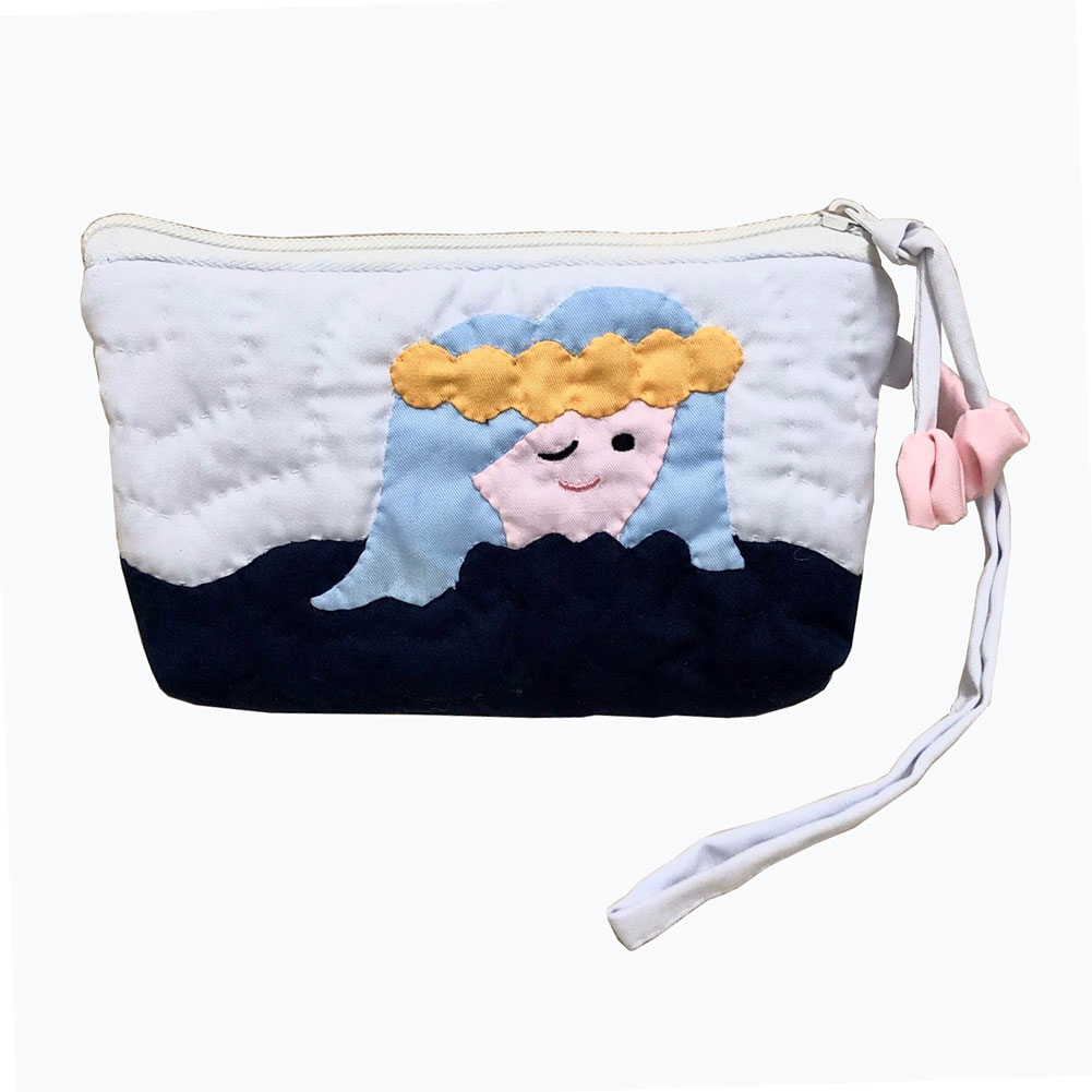 ハワイアンキルト フラガール 化粧ポーチ ネイビー 小物入れ