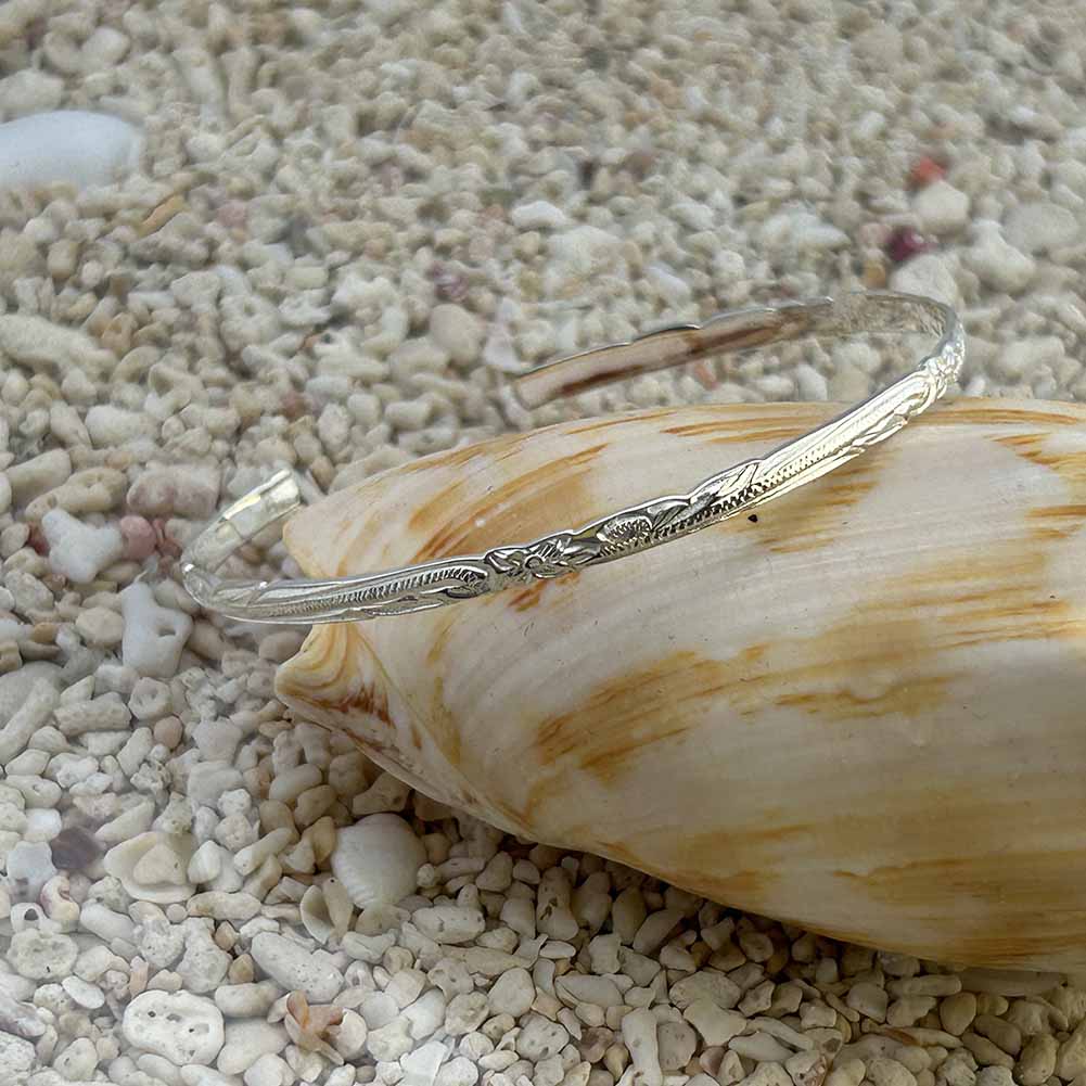 ハワイアンジュエリー シルバー バングル プルメリア ブレスレット